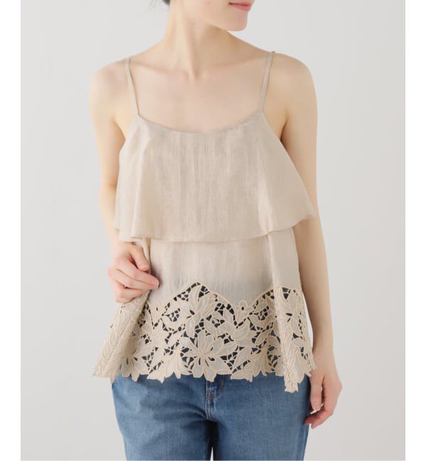  「【洗える】カットワークキャミトップス」|シャツ・ブラウス|