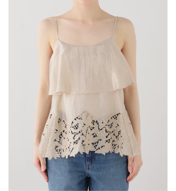  「【洗える】カットワークキャミトップス」|シャツ・ブラウス|