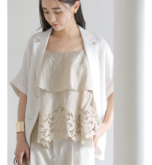  「【洗える】カットワークキャミトップス」|シャツ・ブラウス|