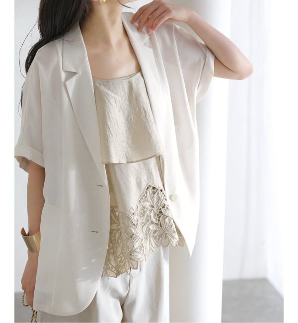  「【洗える】カットワークキャミトップス」|シャツ・ブラウス|