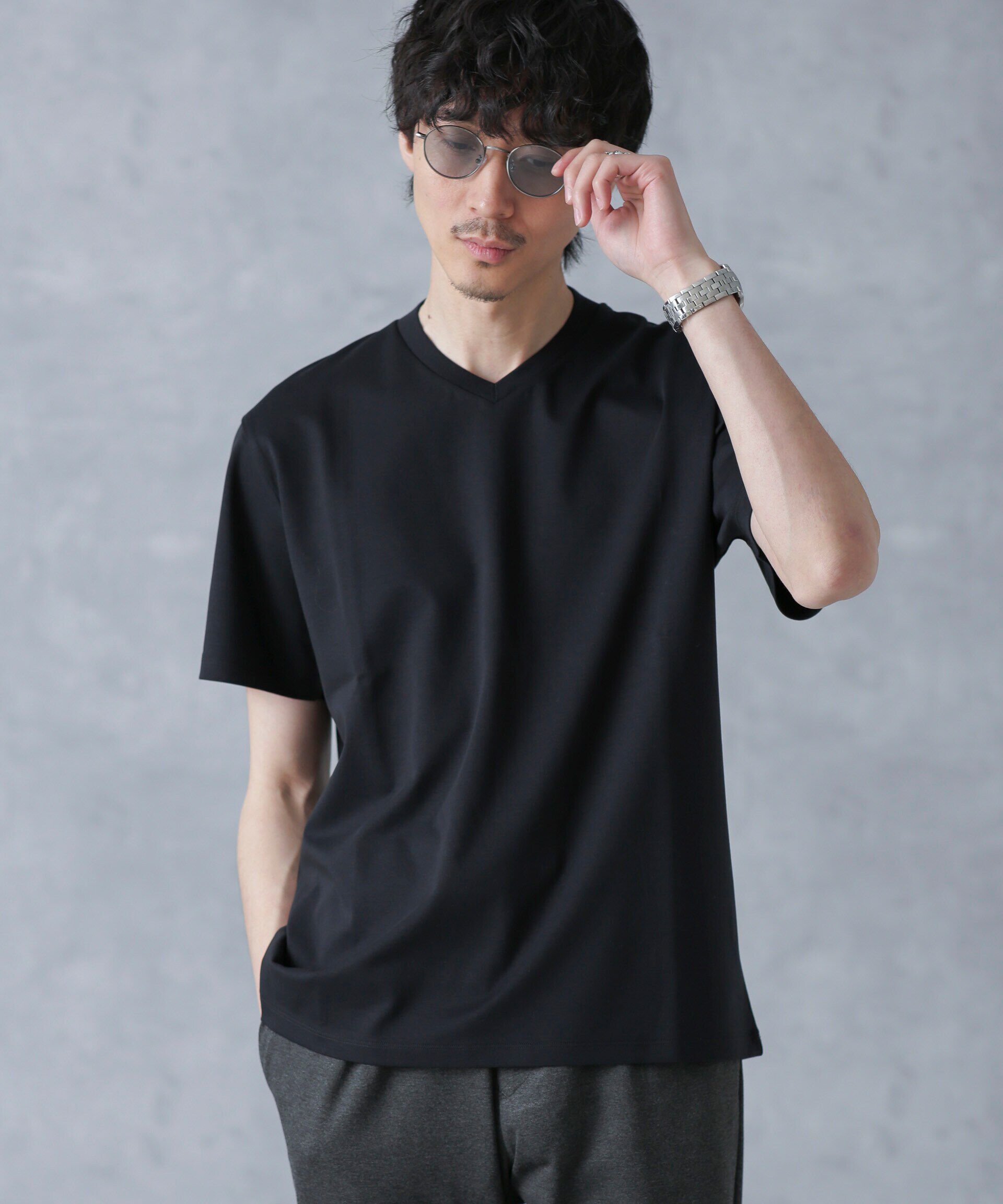 nano･universe「ジャケT(R) プレミアム Vネック 半袖」|Tシャツ・カットソー|