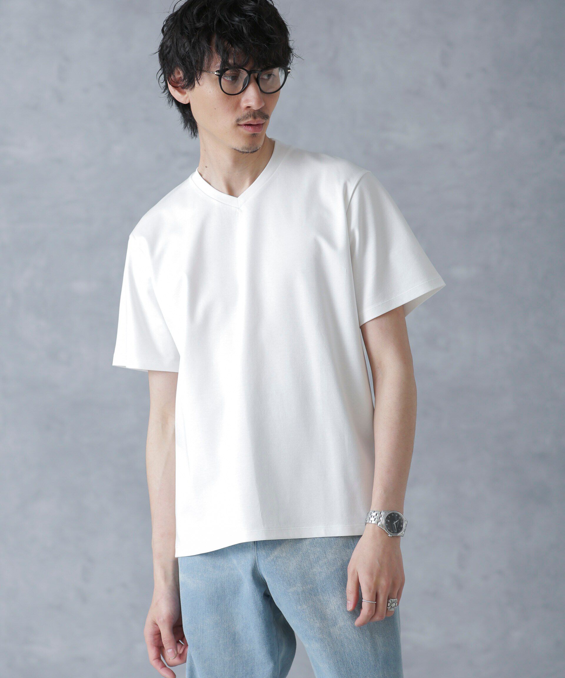 nano･universe「ジャケT(R) プレミアム Vネック 半袖」|Tシャツ・カットソー|