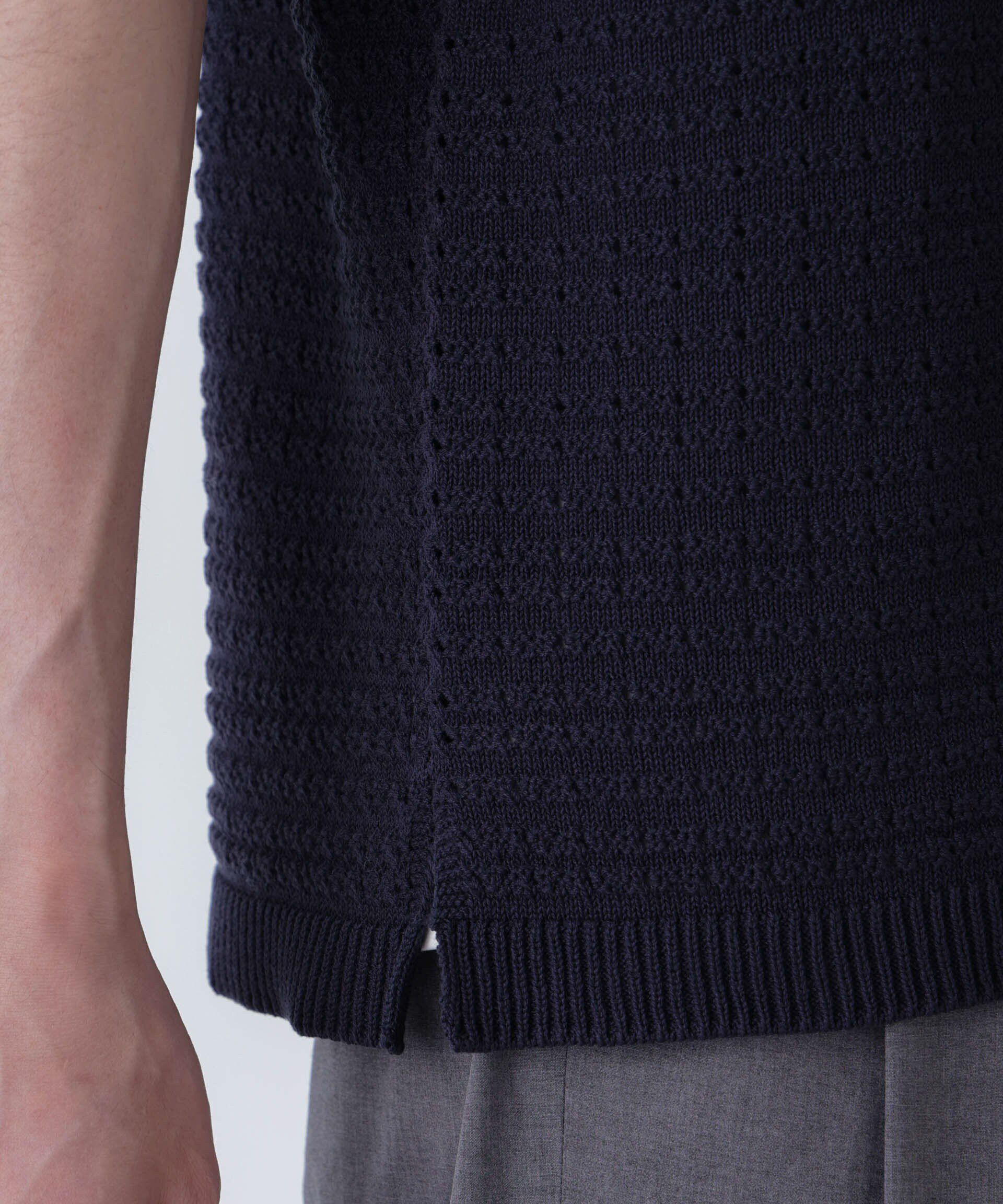 nano･universe「アイレットジャガードボーダーポロシャツ 半袖」|Tシャツ・カットソー|