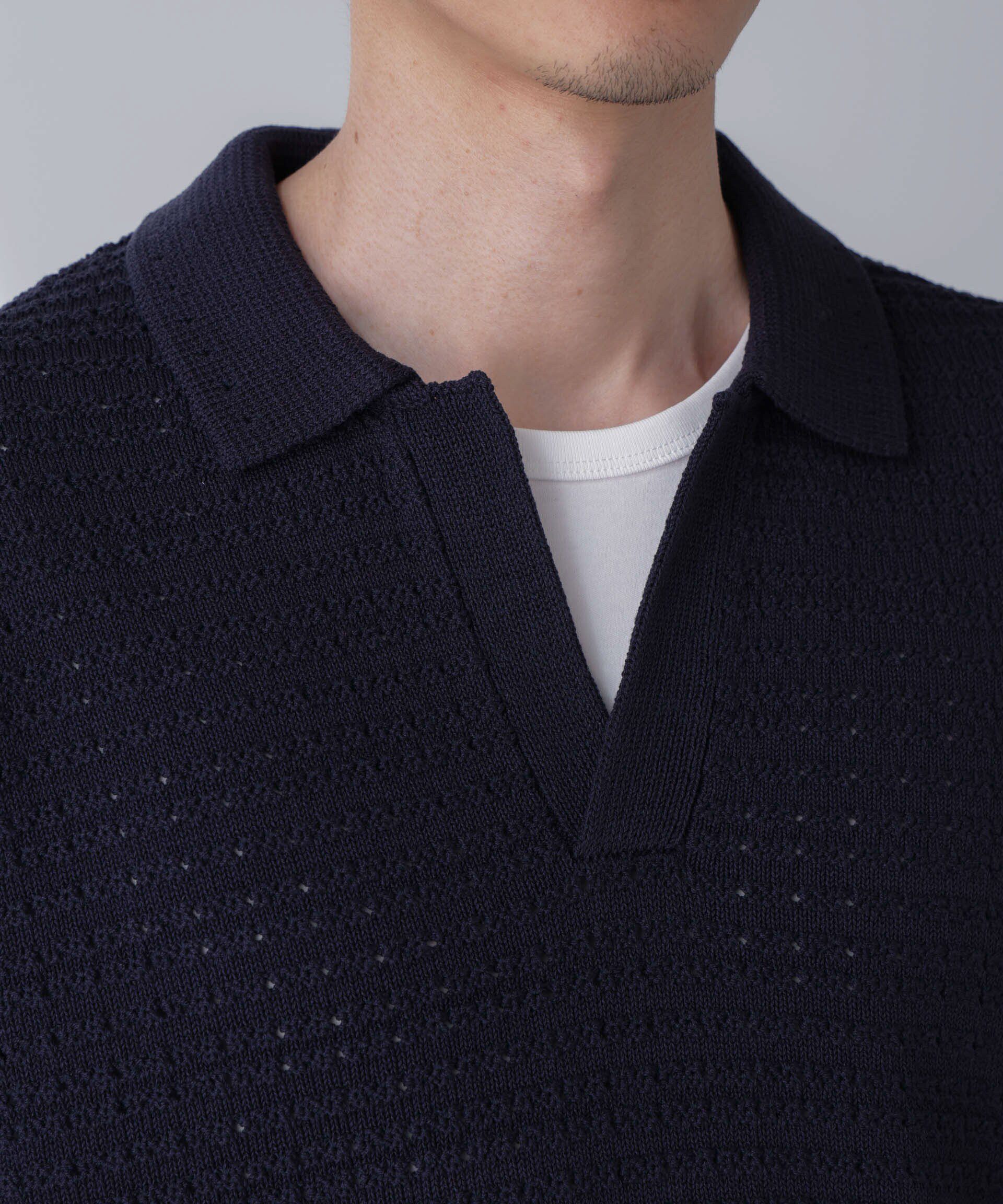 nano･universe「アイレットジャガードボーダーポロシャツ 半袖」|Tシャツ・カットソー|