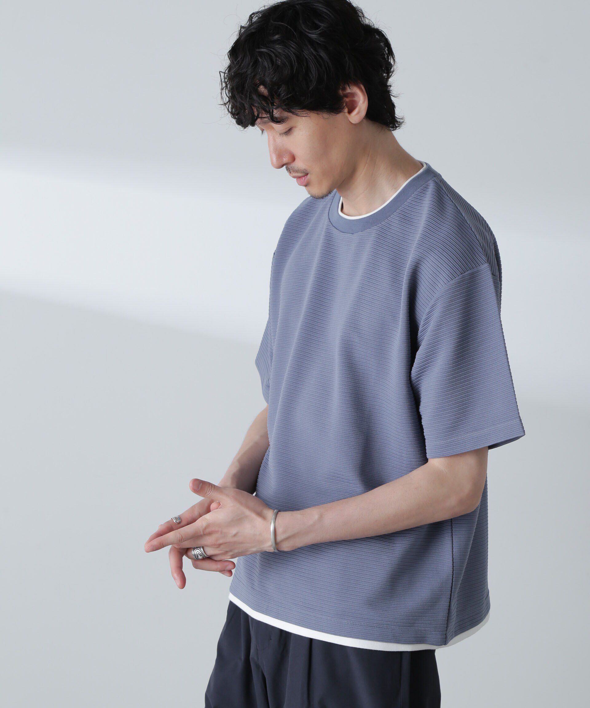 nano･universe「ガーターフェイクレイヤードTシャツ 半袖」|Tシャツ・カットソー|