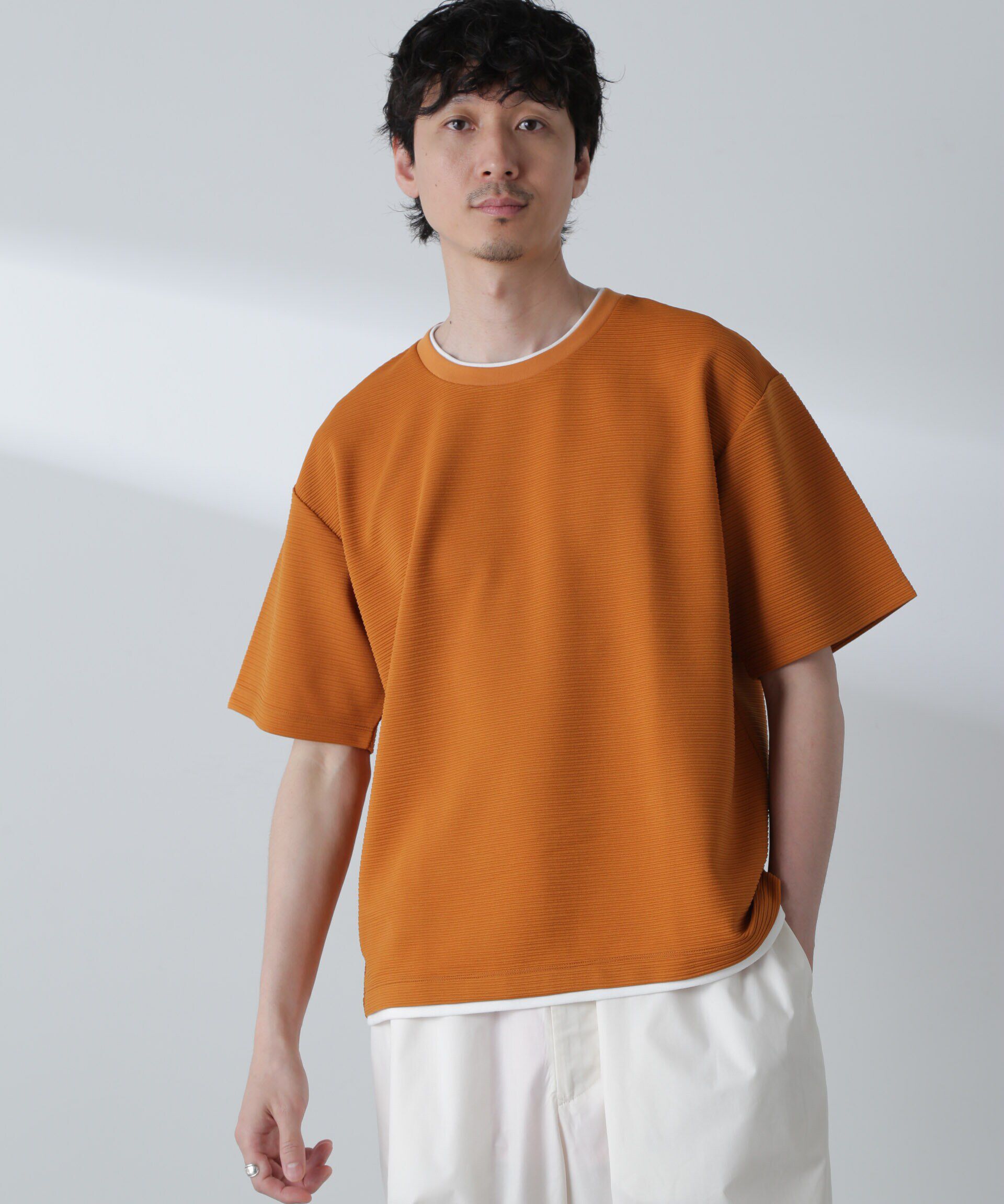 nano･universe「ガーターフェイクレイヤードTシャツ 半袖」|Tシャツ・カットソー|