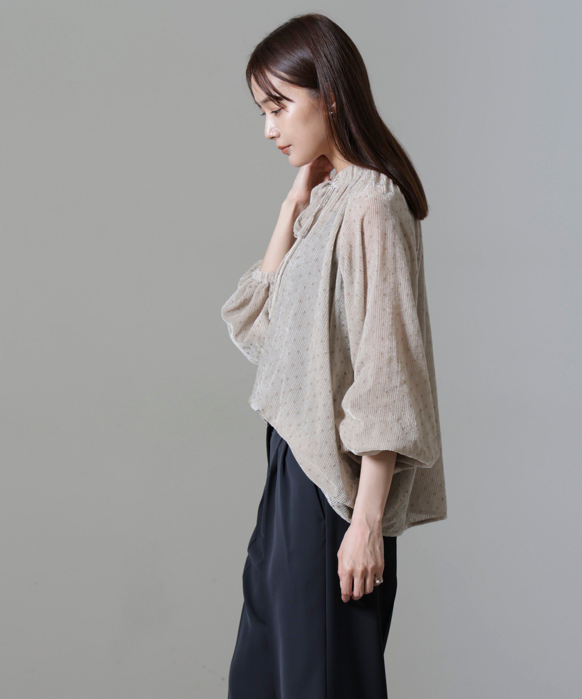 nano･universe「ストライプベロア前後2WAYブラウス」|シャツ・ブラウス|