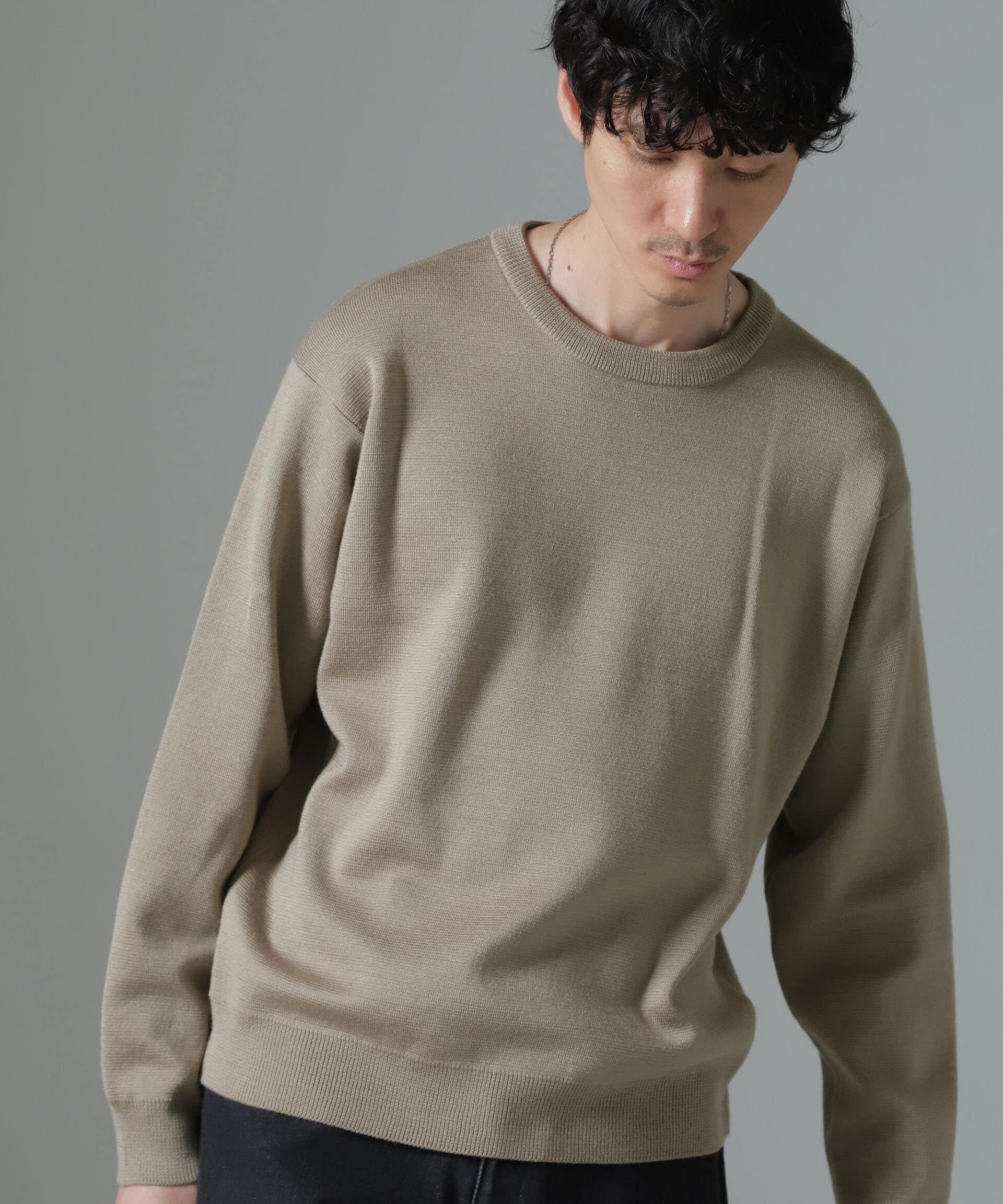 nano･universe「タスマニアミックス ミラノリブリラックスクルーネックニット」|ニット・セーター|グレージュ3