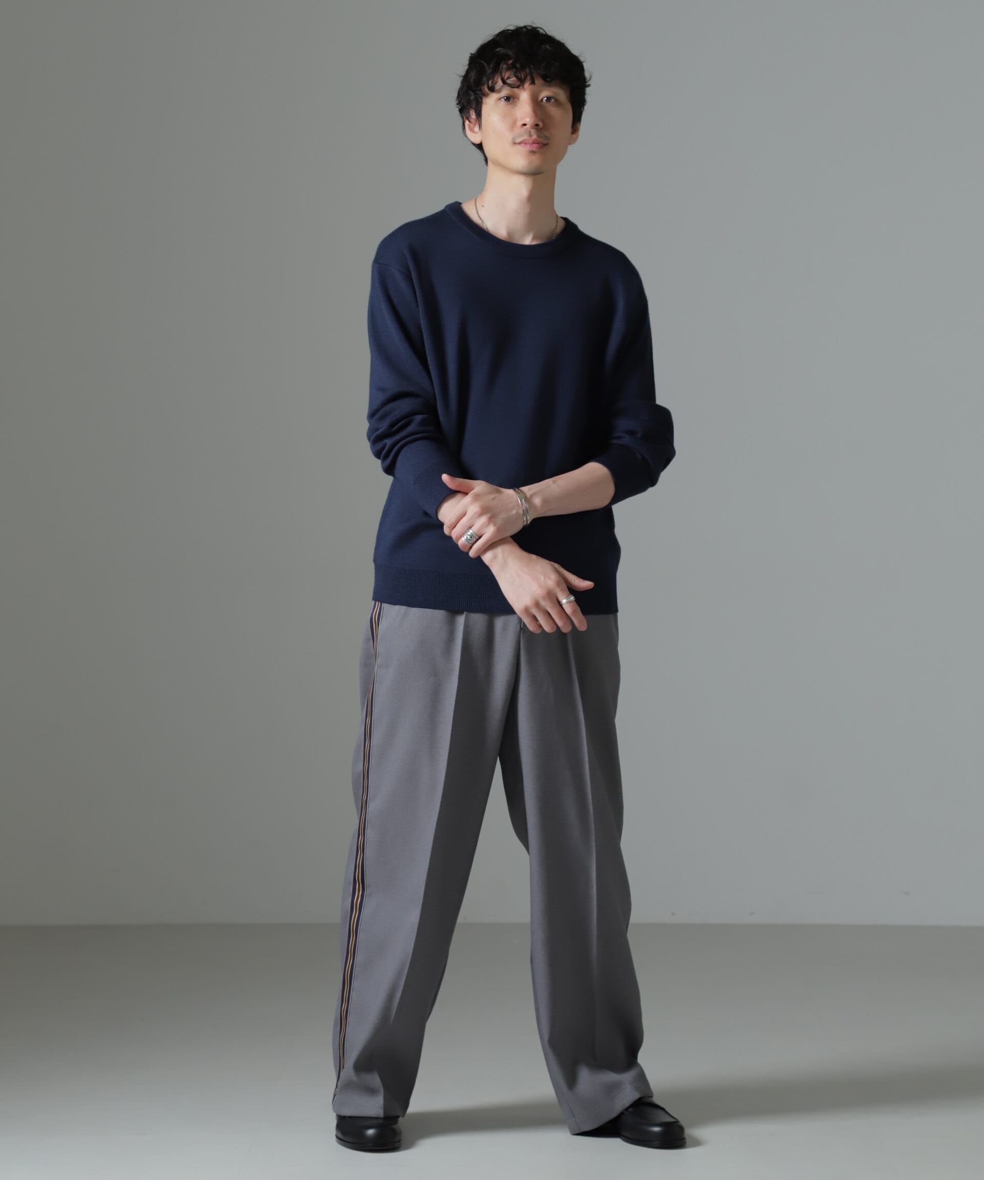 nano･universe「タスマニアミックス ミラノリブリラックスクルーネックニット」|ニット・セーター|