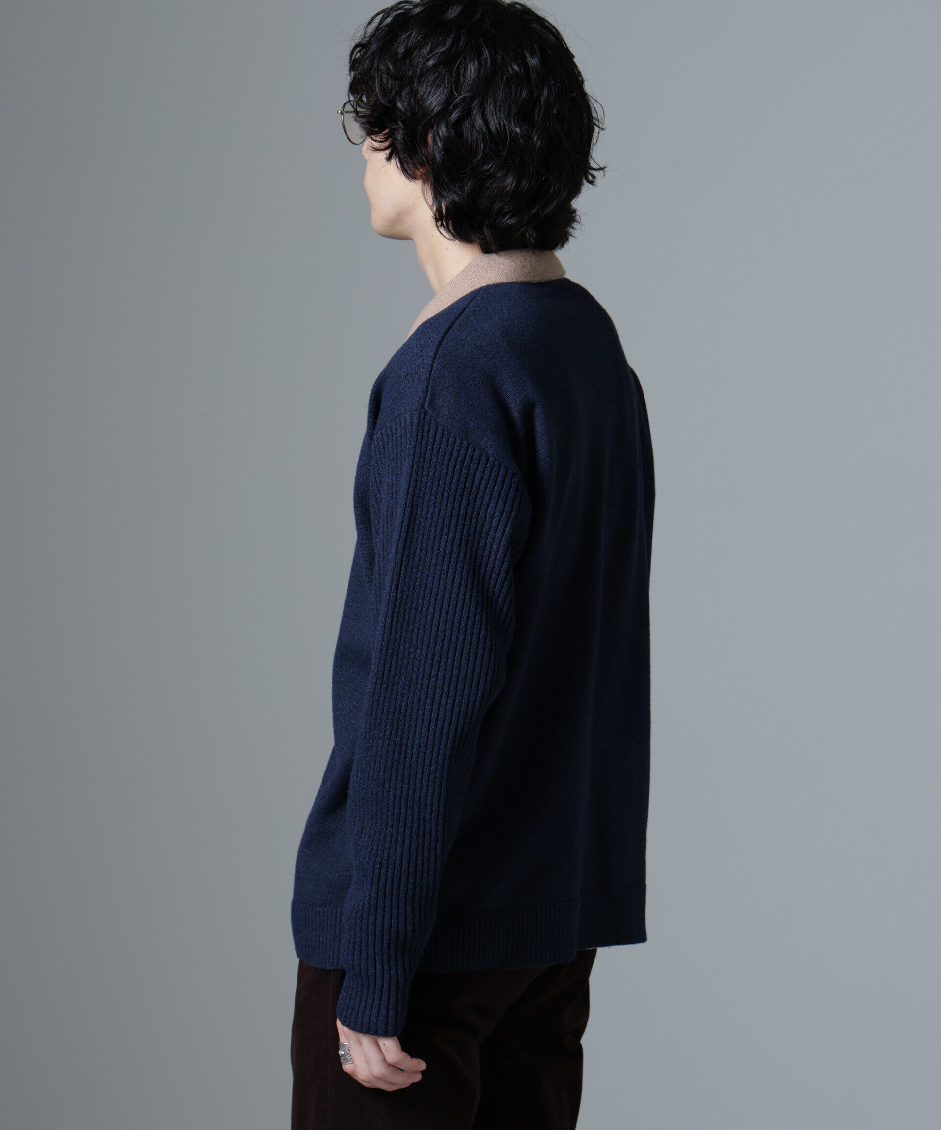 nano･universe「WEB限定/バイカラースキッパーニット」|ニット・セーター|