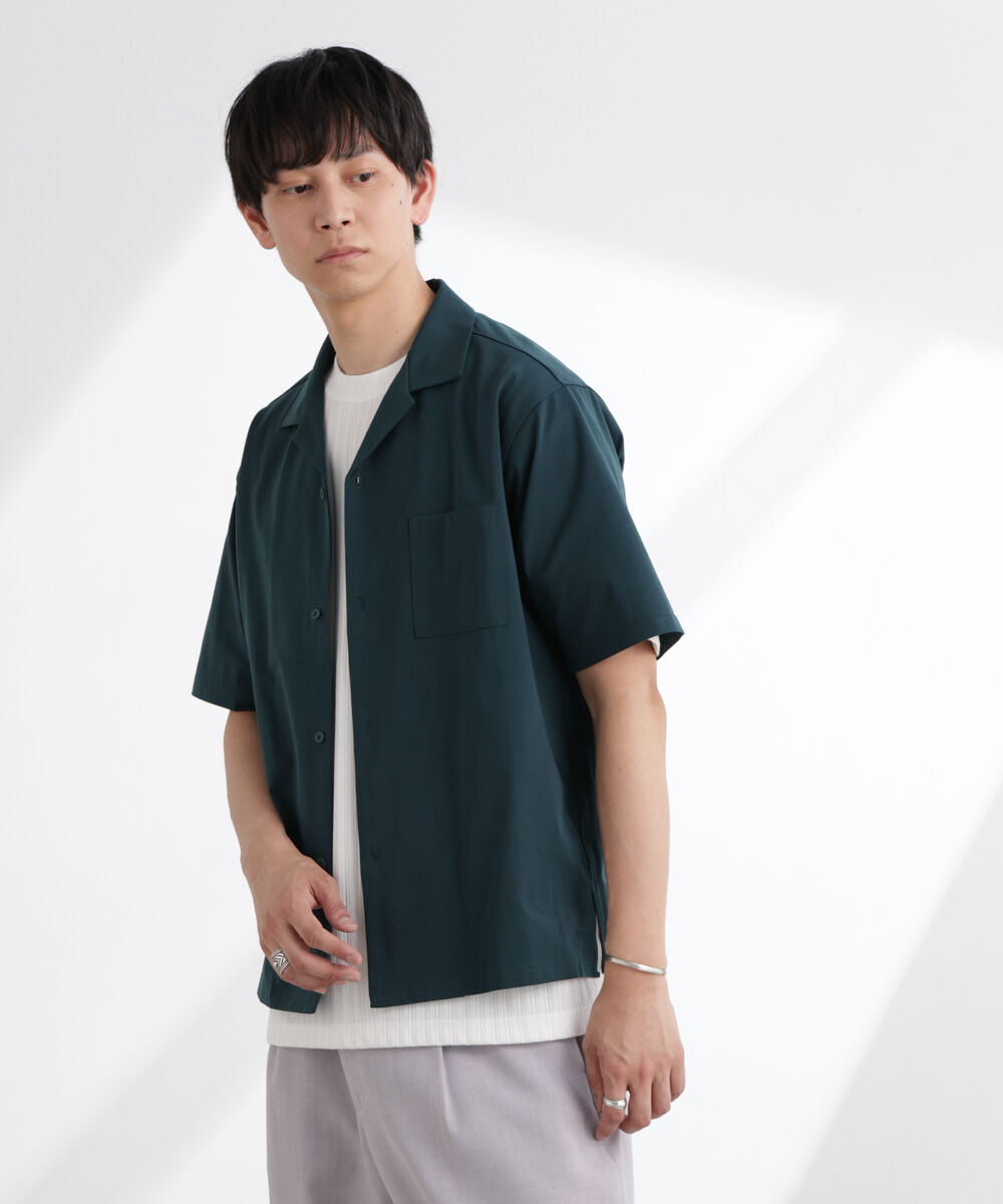 nano･universe「ドライジャージーオープンカラーシャツ 半袖(セットアップ可)」|シャツ・ブラウス|