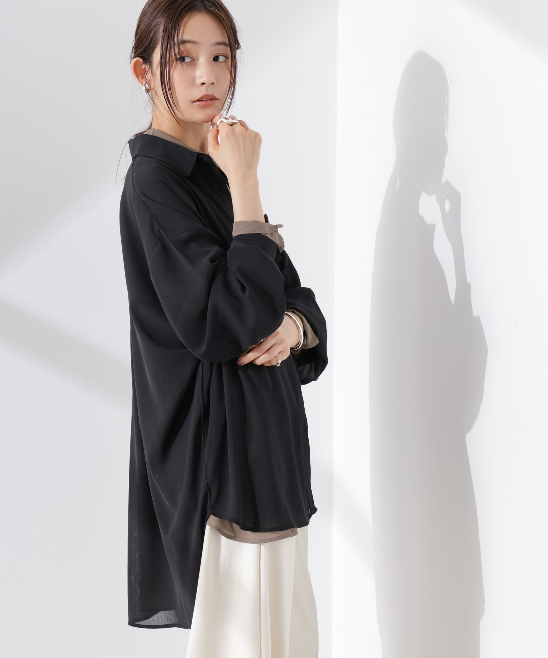 nano･universe「シアー楊柳オーバーサイズシャツ」|シャツ・ブラウス|