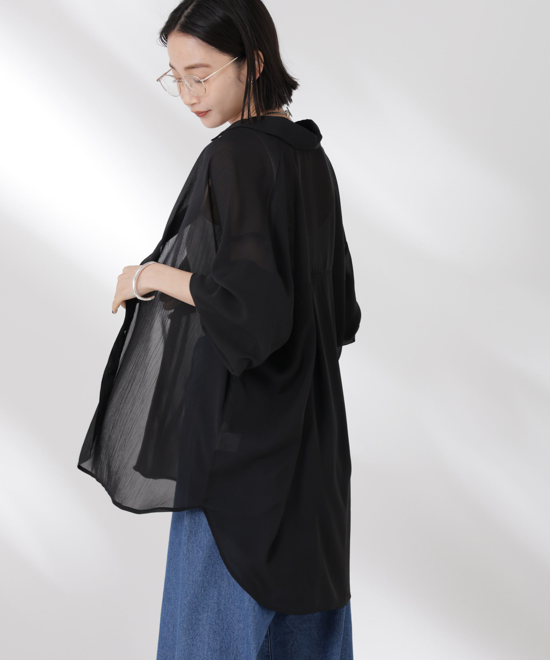 nano･universe「シアー楊柳オーバーサイズシャツ」|シャツ・ブラウス|