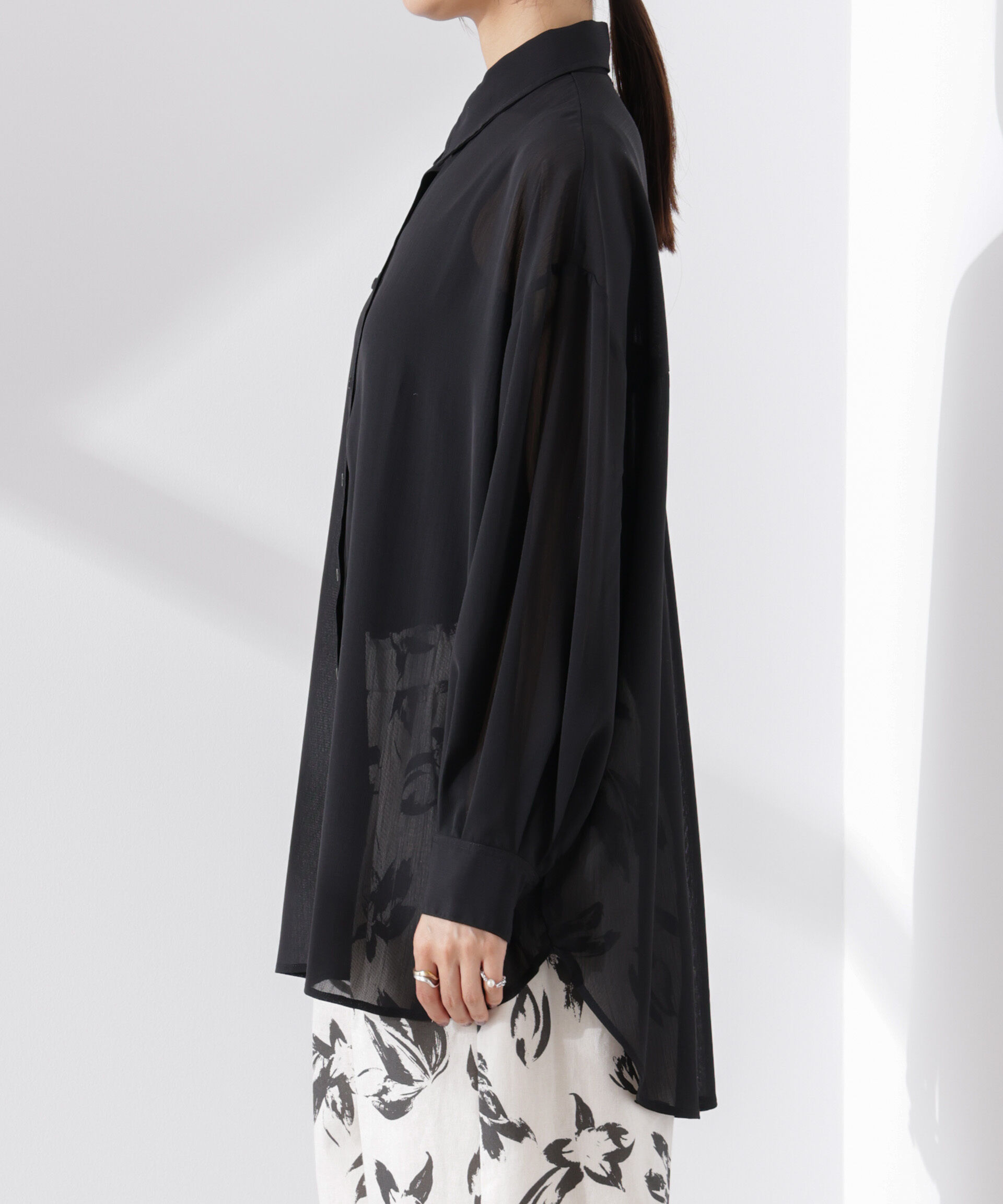 nano･universe「シアー楊柳オーバーサイズシャツ」|シャツ・ブラウス|