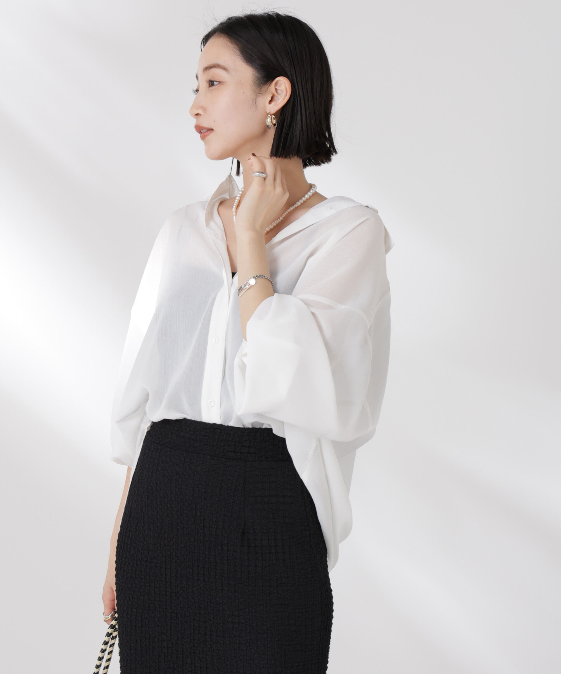 nano･universe「シアー楊柳オーバーサイズシャツ」|シャツ・ブラウス|