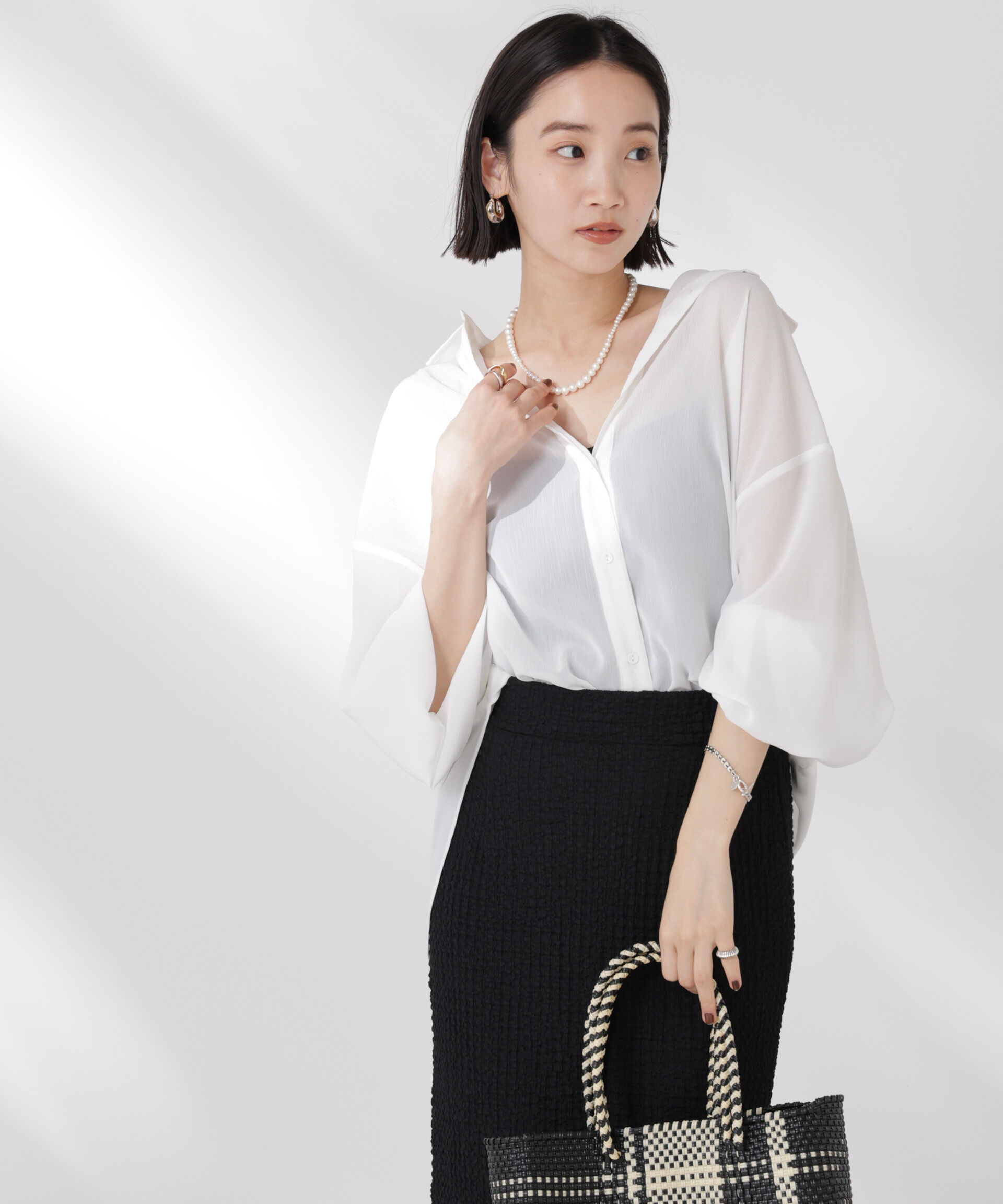 nano･universe「シアー楊柳オーバーサイズシャツ」|シャツ・ブラウス|