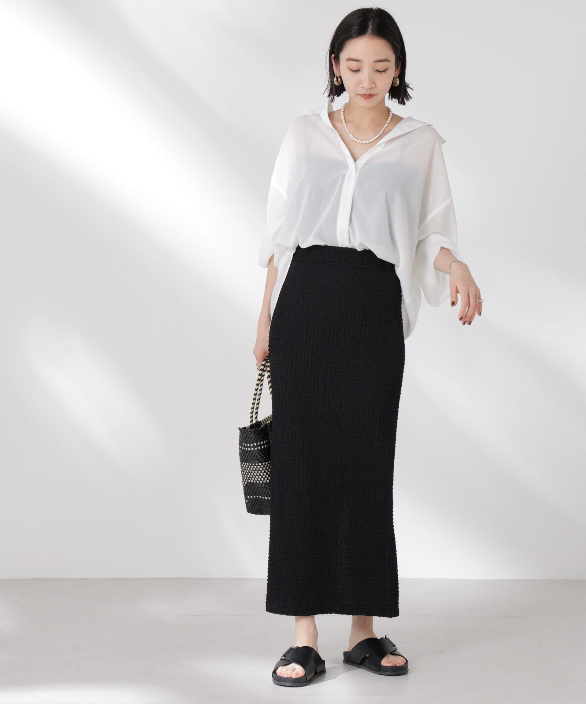 nano･universe「シアー楊柳オーバーサイズシャツ」|シャツ・ブラウス|