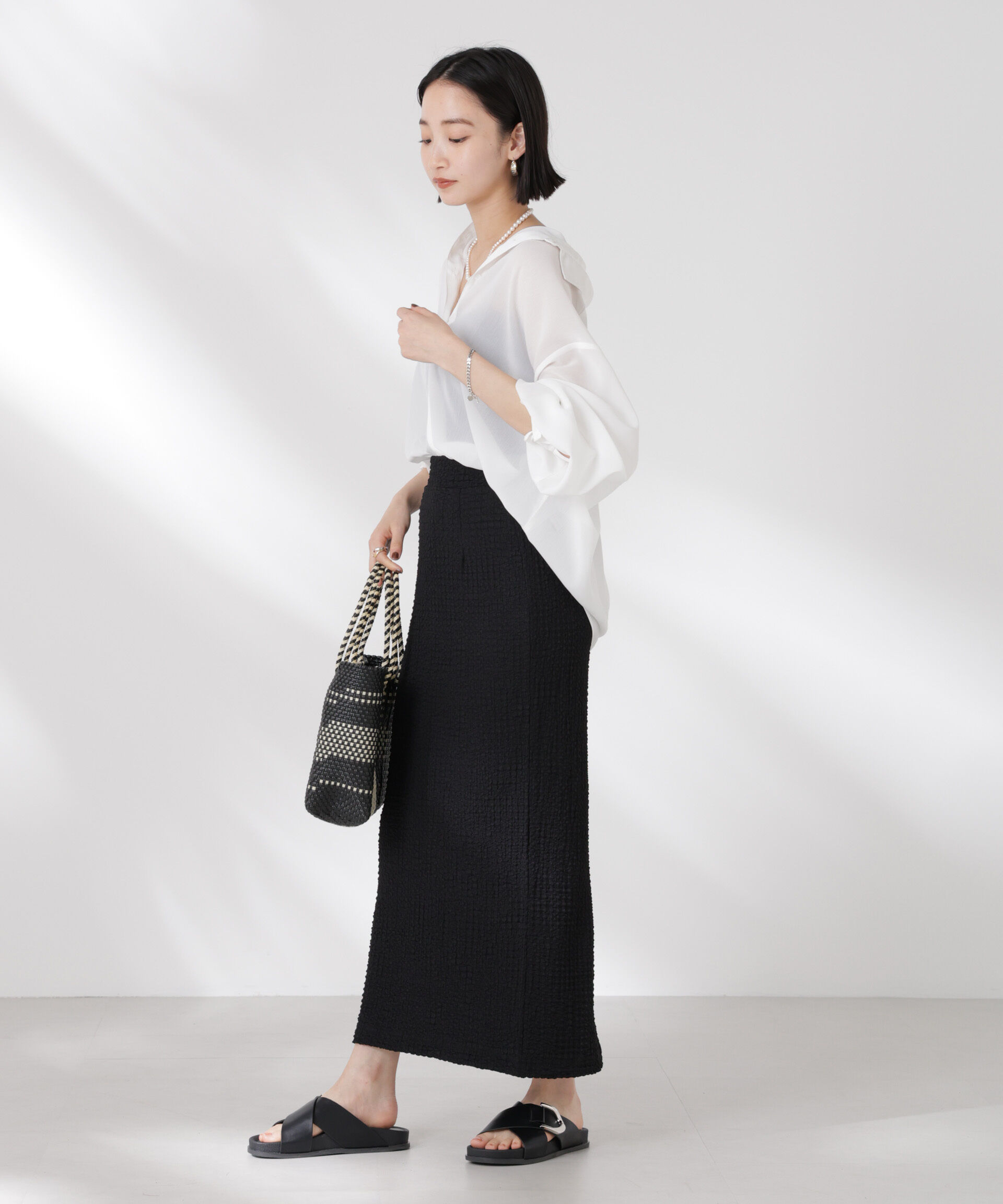 nano･universe「シアー楊柳オーバーサイズシャツ」|シャツ・ブラウス|