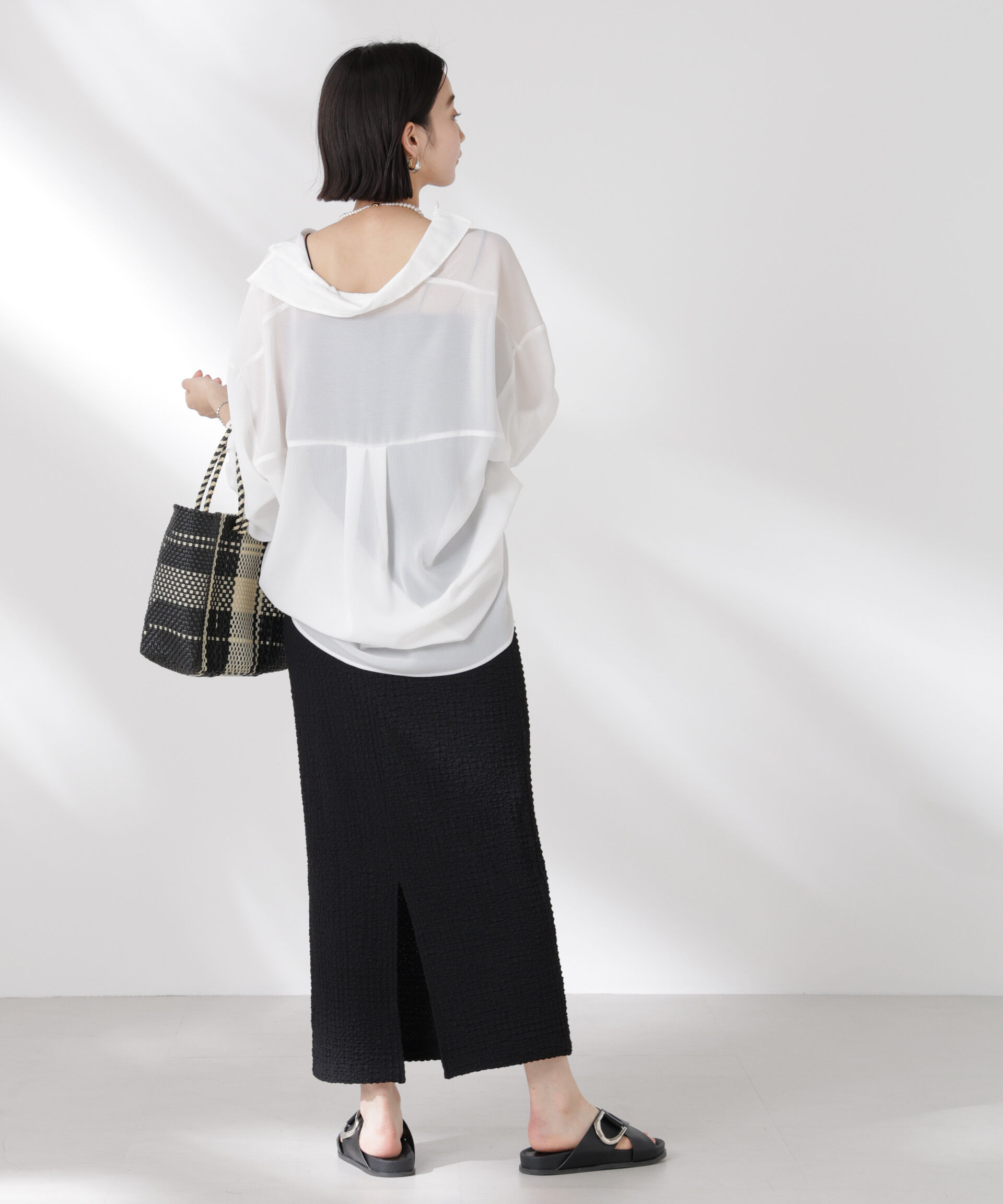 nano･universe「シアー楊柳オーバーサイズシャツ」|シャツ・ブラウス|