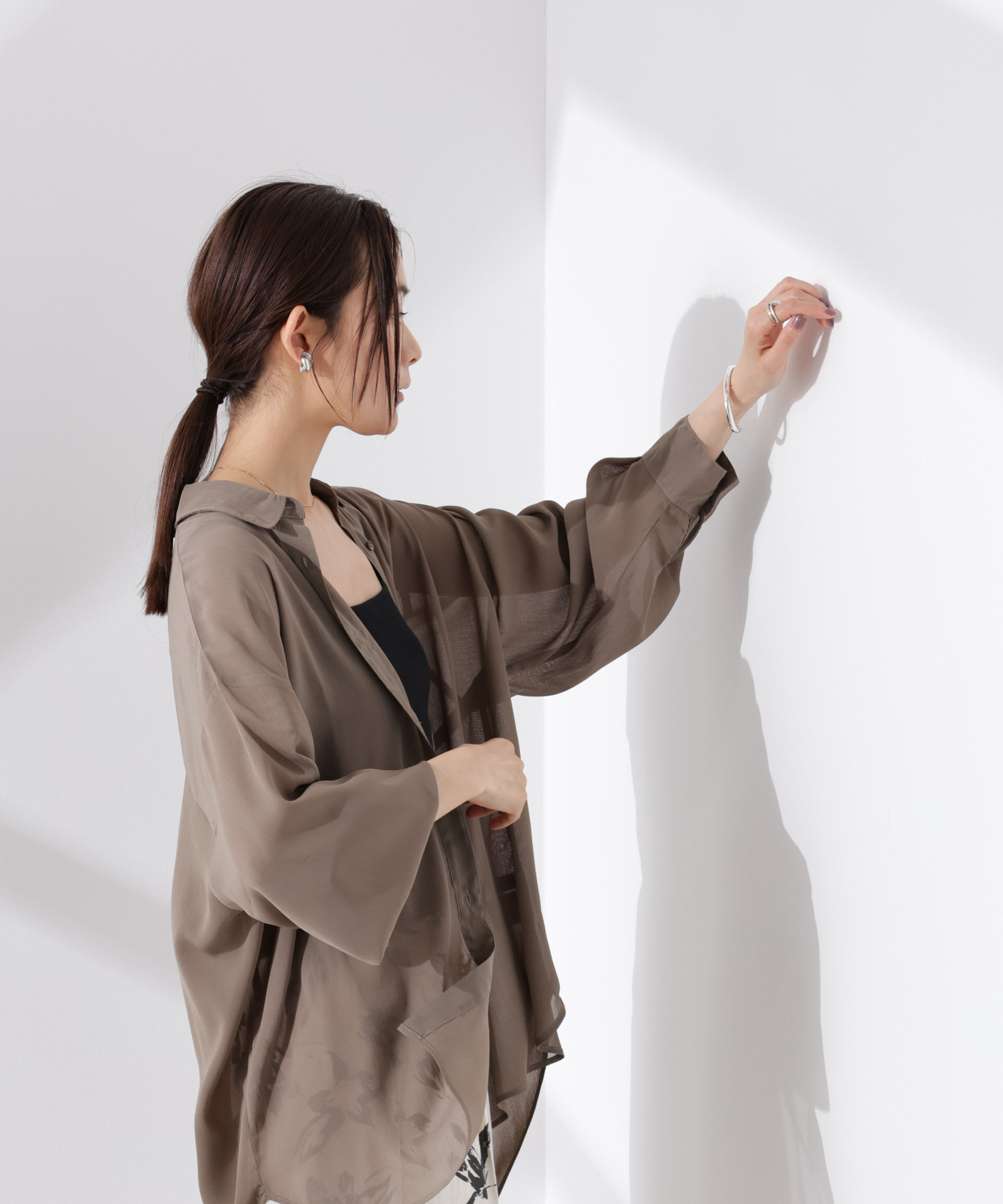 nano･universe「シアー楊柳オーバーサイズシャツ」|シャツ・ブラウス|