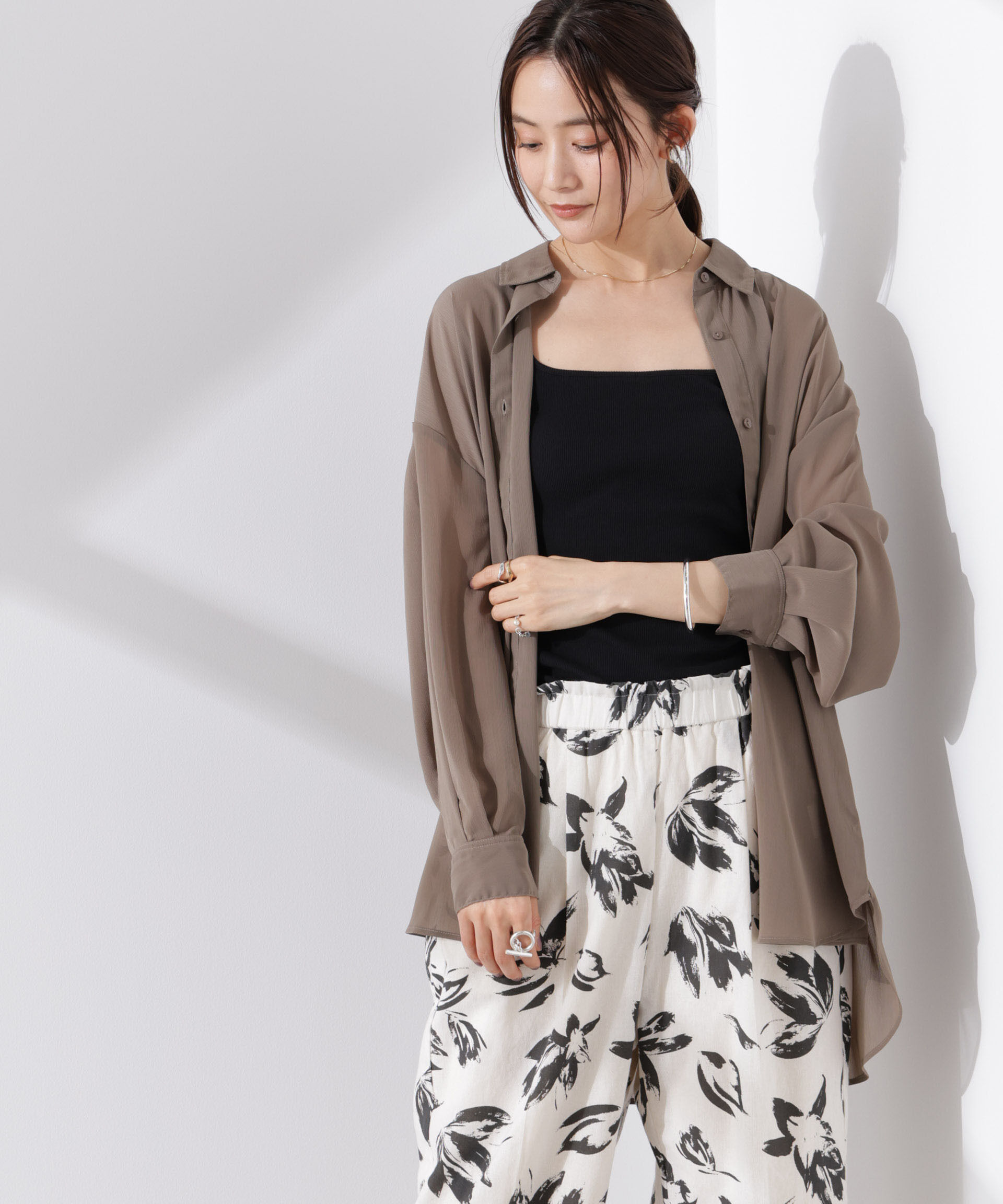 nano･universe「シアー楊柳オーバーサイズシャツ」|シャツ・ブラウス|