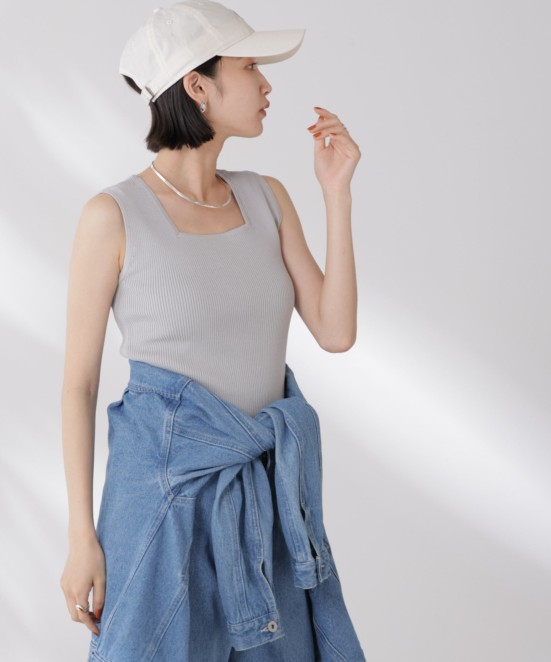 nano･universe「前後2wayスクエア＆クルーネックリブニットタンクトップ」|ニット・セーター|