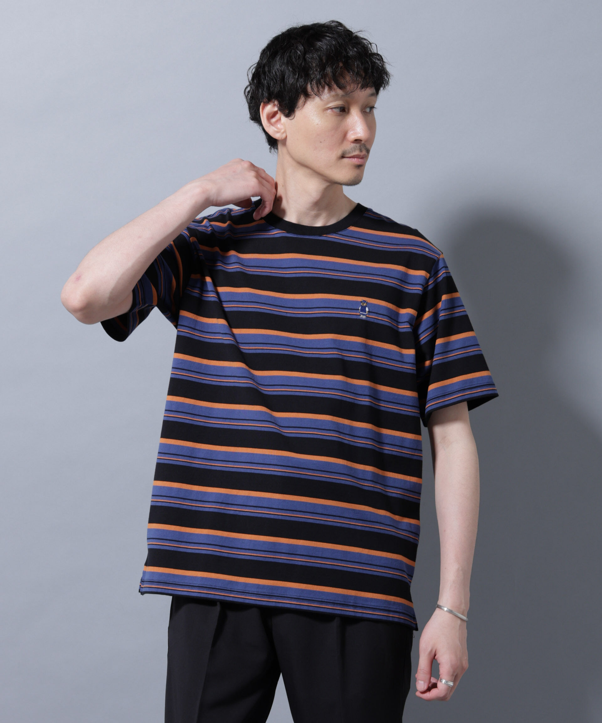 nano･universe「ナノベアボーダーTシャツ 半袖」|Tシャツ・カットソー|ブラック