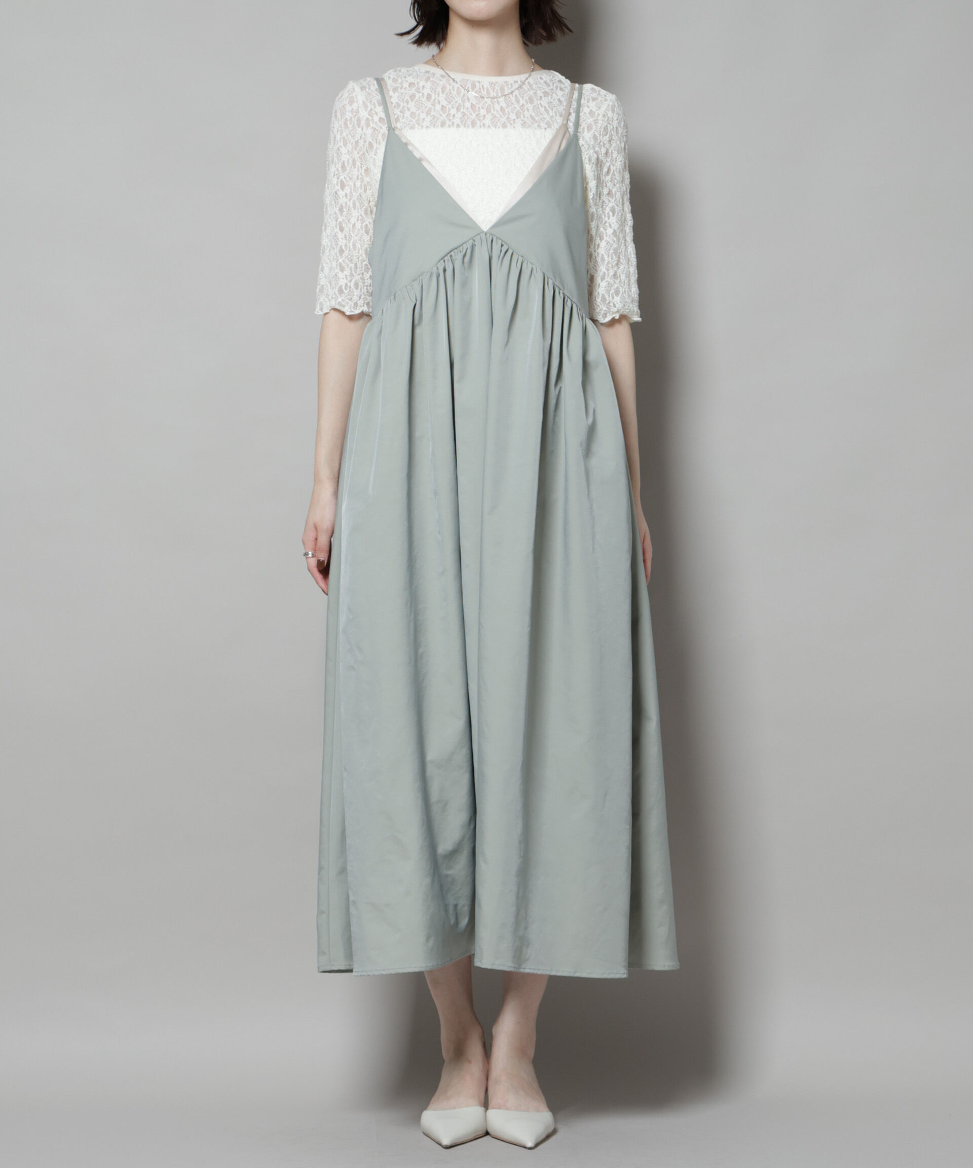 nano･universe「シャンブレータフタキャミレイヤードワンピース」|ワンピース|