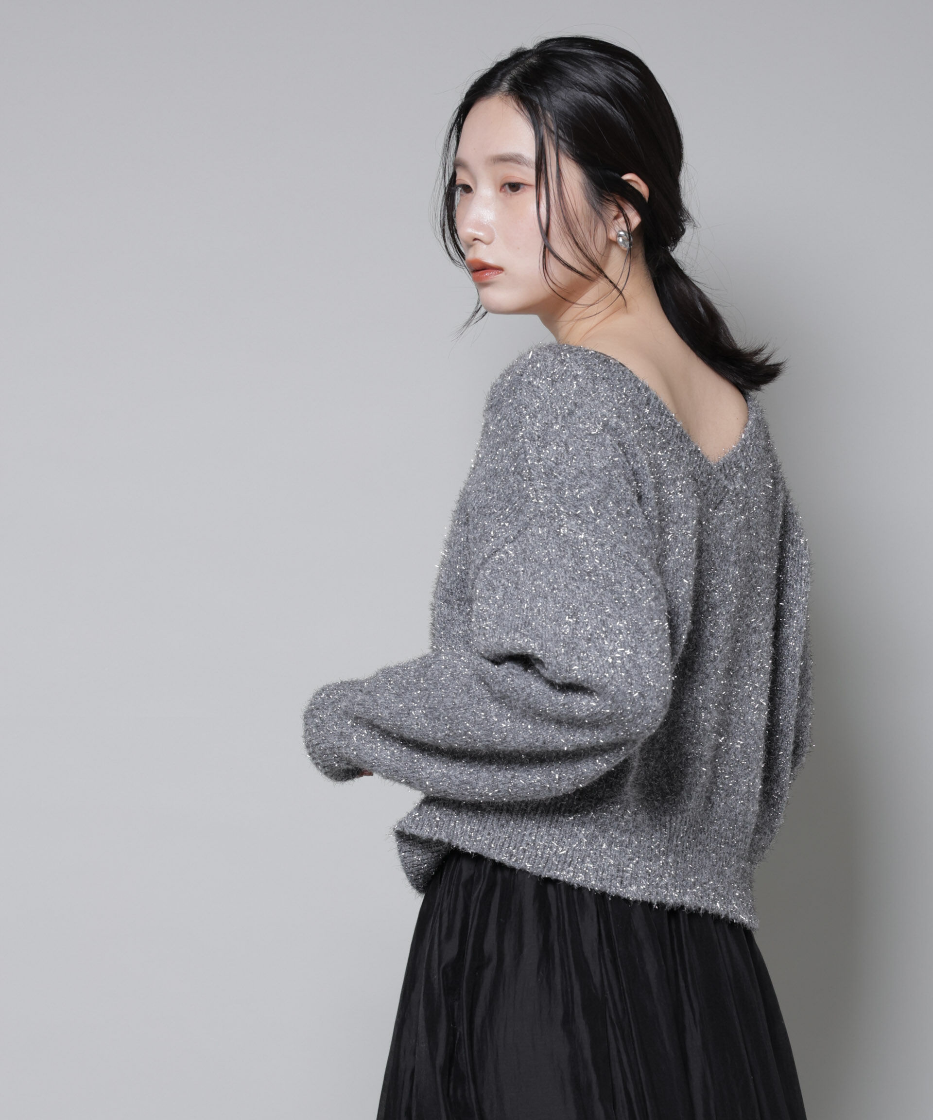 nano･universe「前後2wayラメミックスフェザーニット」|ニット・セーター|