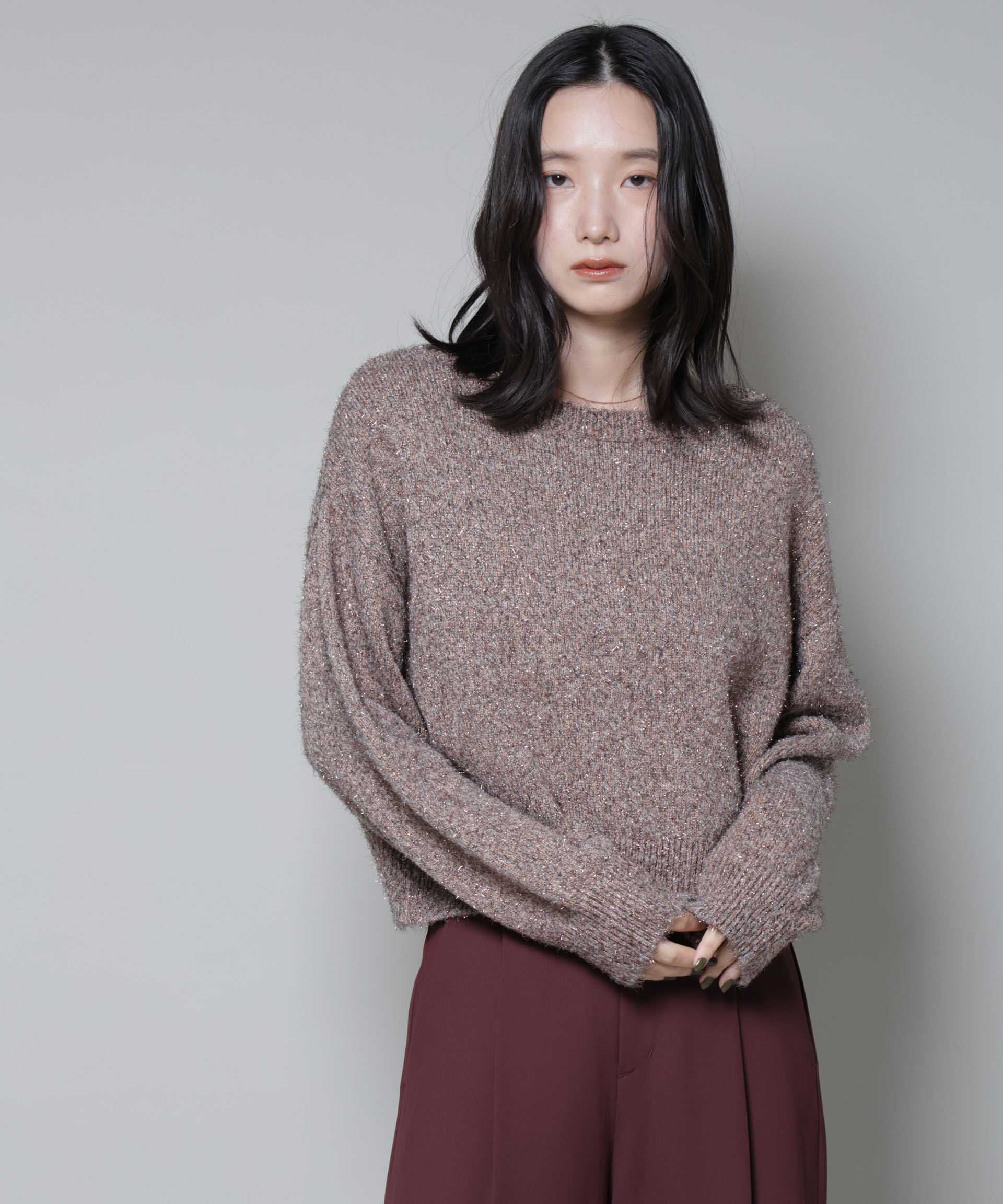 nano･universe「前後2wayラメミックスフェザーニット」|ニット・セーター|