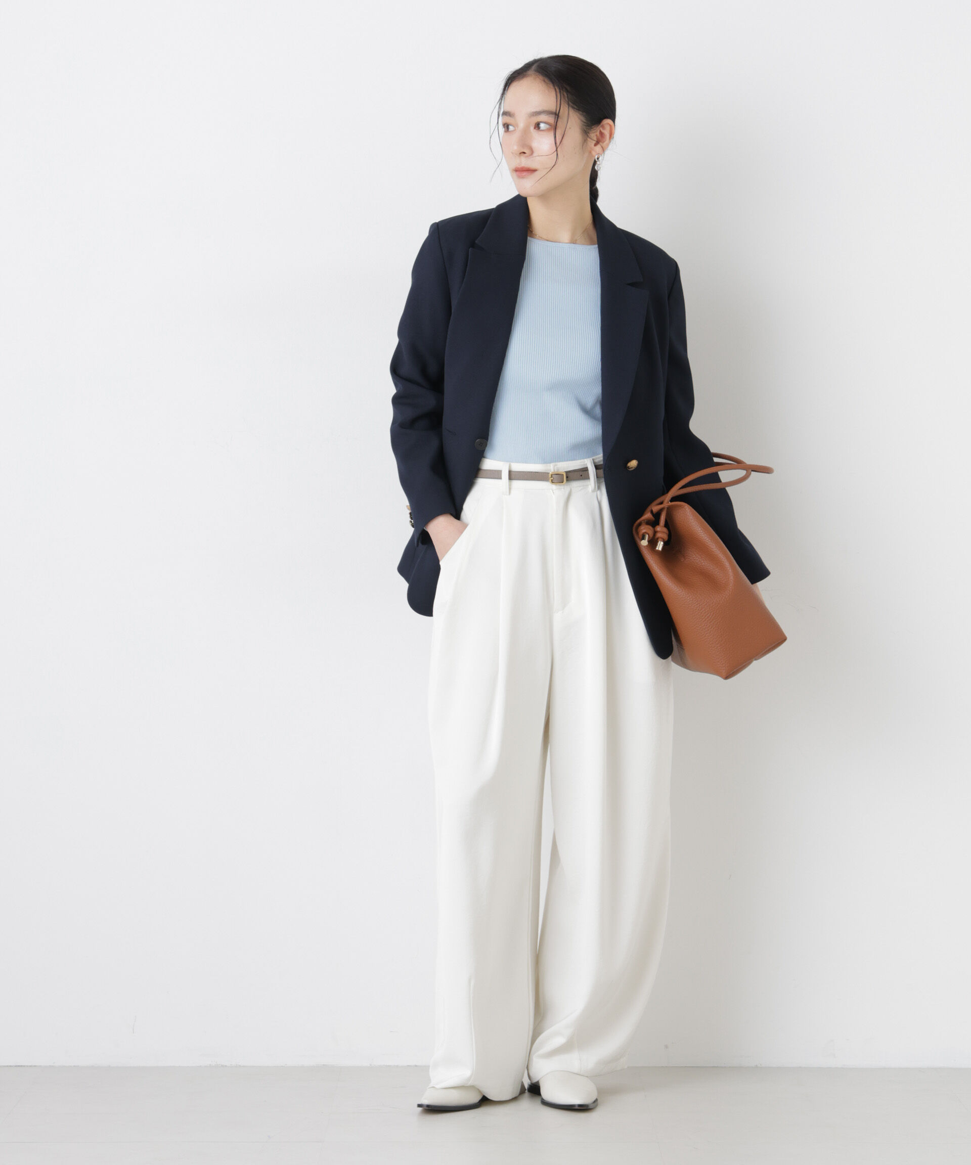 nano･universe「ウォッシャブルハイツイストボートネックリブニット」|ニット・セーター|