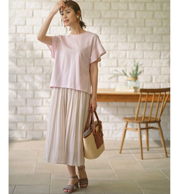 組曲「GIZAプレーティング天竺フリルスリーブ Tシャツ」|Tシャツ・カットソー|