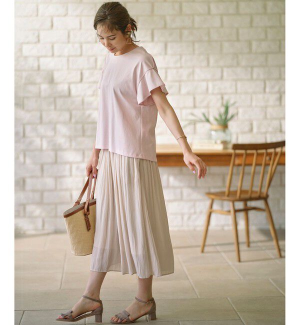 組曲「GIZAプレーティング天竺フリルスリーブ Tシャツ」|Tシャツ・カットソー|