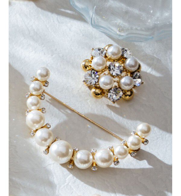 組曲「【好評につき追加販売・2セット】パールビジュー ブローチ」|ブローチ・コサージュ|