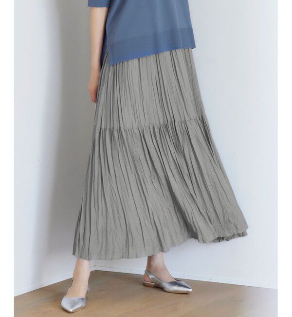 自由区「【接触冷感・洗える】ハンドワッシャープリーツ スカート」|スカート|グレー