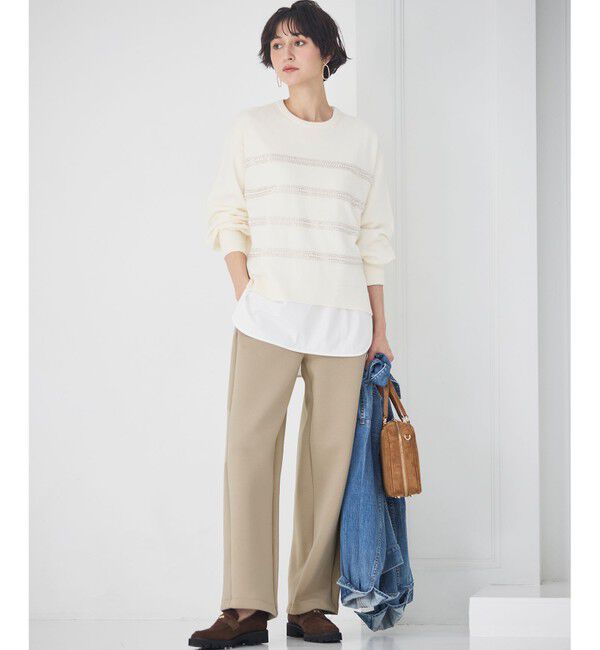 23区「【WEB&一部店舗限定/滝沢眞規子さん着用】ビジューボーダー ニット」|ニット・セーター|