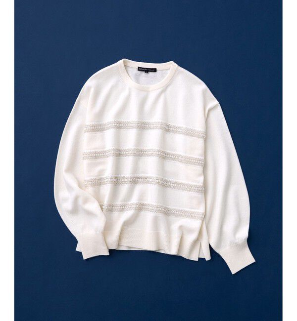 23区「【WEB&一部店舗限定/滝沢眞規子さん着用】ビジューボーダー ニット」|ニット・セーター|