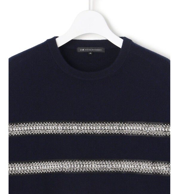 23区「【WEB&一部店舗限定/滝沢眞規子さん着用】ビジューボーダー ニット」|ニット・セーター|