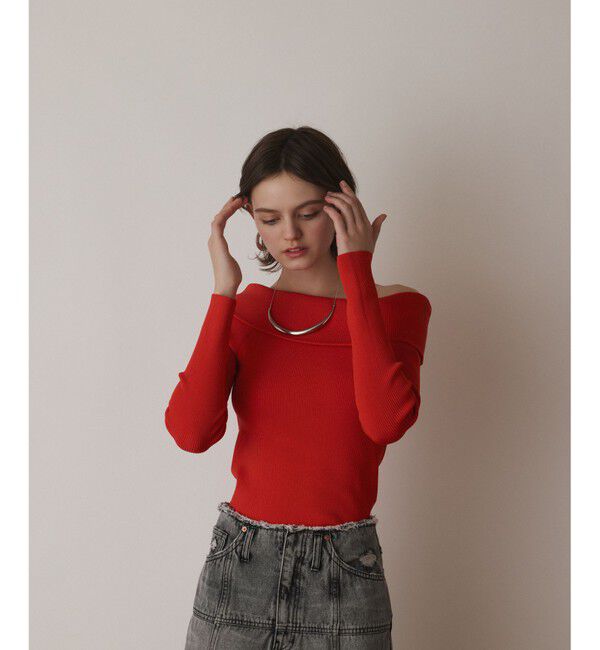  「オフショルリブニットトップ」|ニット・セーター|