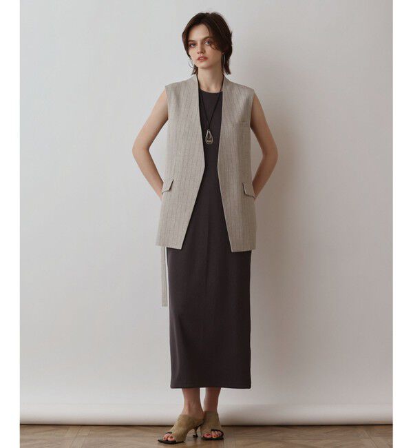 Diagram「ストライプノーカラージレ」|ベスト・ジレ|ベージュ