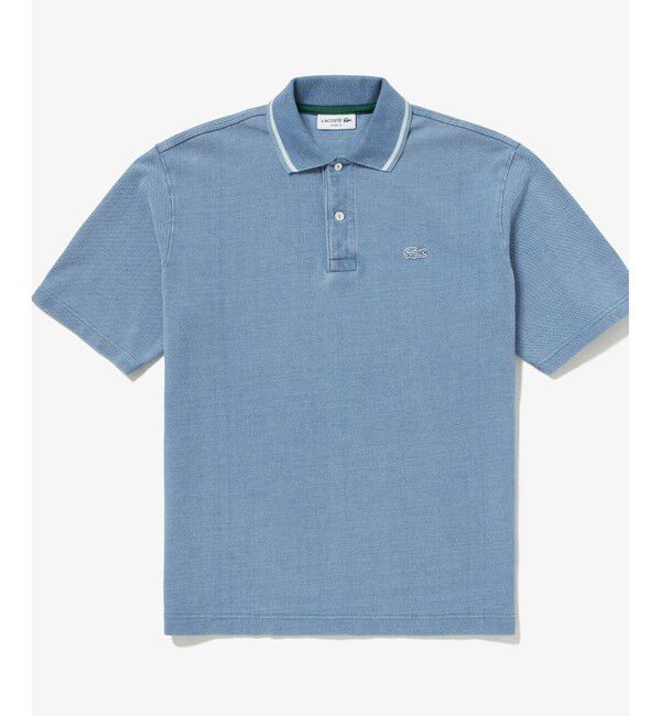 LACOSTE「配色リブニットインディゴポロシャツ」|ポロシャツ|