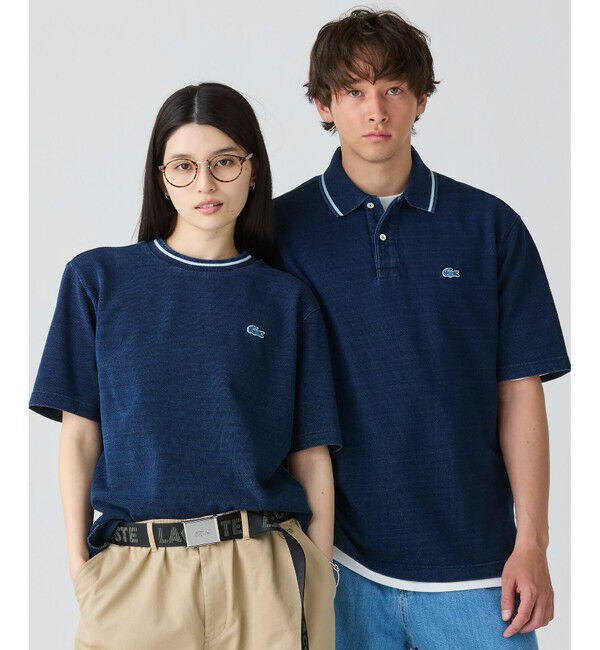 LACOSTE「配色リブニットインディゴポロシャツ」|ポロシャツ|