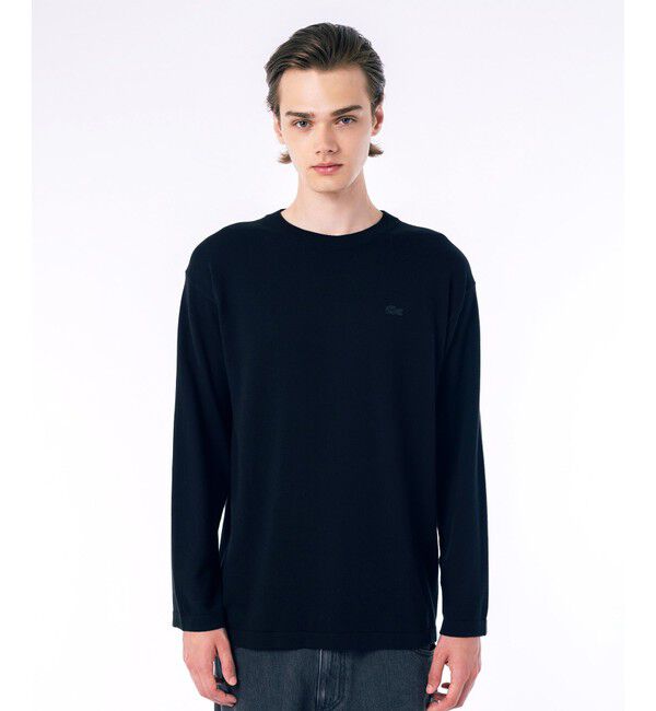 LACOSTE「ハイストレッチコットンニット長袖Tシャツ」|Tシャツ・カットソー|ブラック