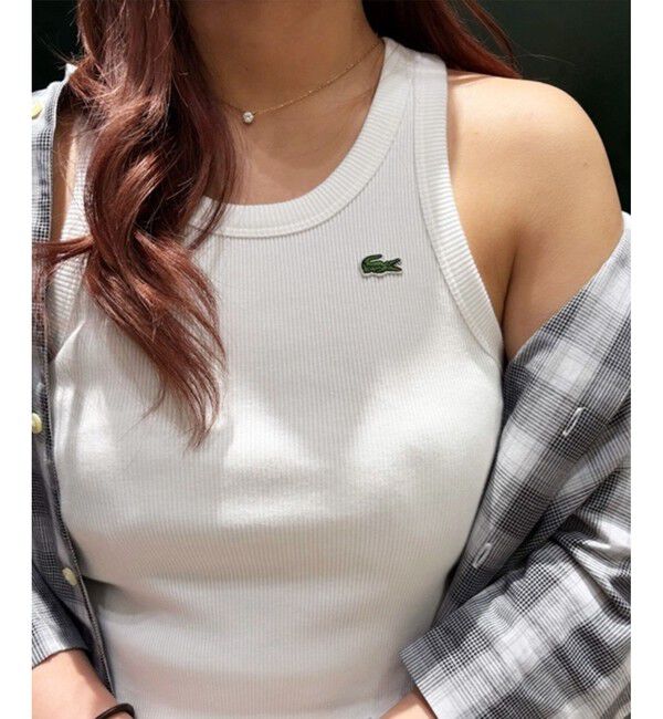 LACOSTE「ワンポイントロゴ エッセンシャルリブニットタンクトップ」|タンクトップ|