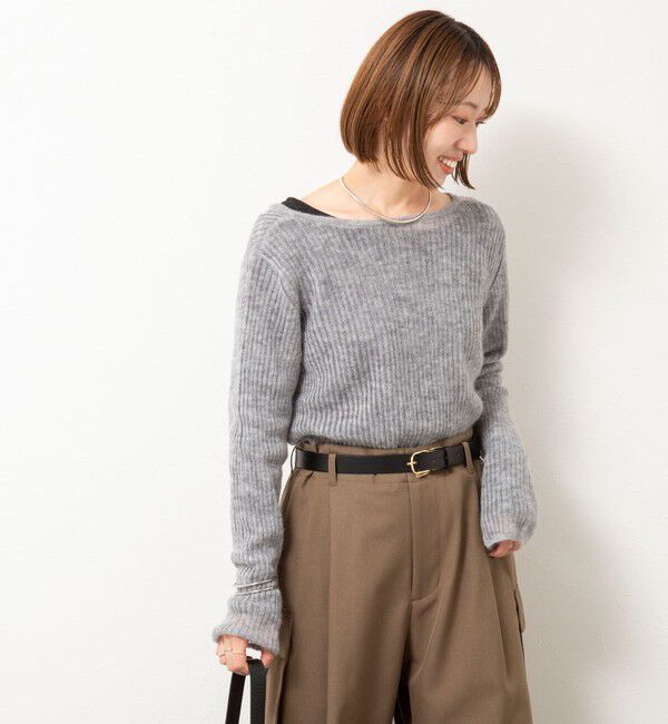 Rie Miller「シアーモヘヤ2WAYリブボートネックカーディガン」|カーディガン|