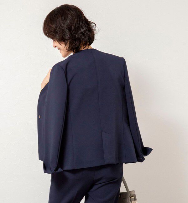 NOLLEY'S sophi「《セットアップ対応》ウォッシャブルWクロス2WAYストレッチジャケット」|ノーカラージャケット|