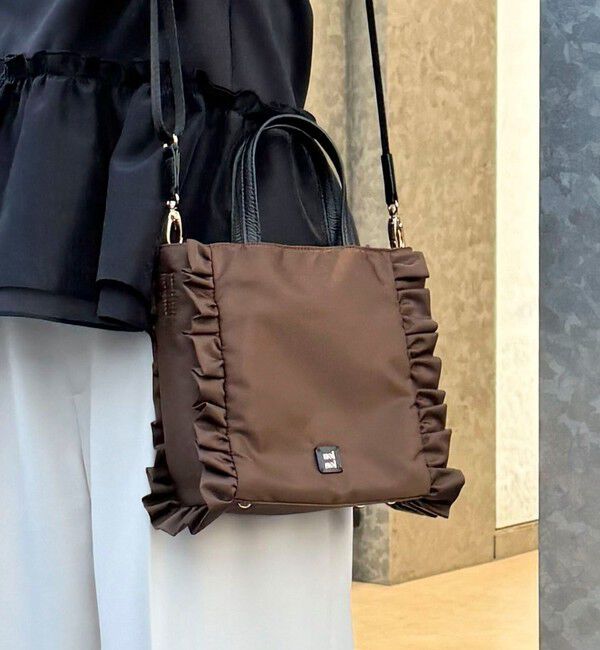 NOLLEY'S「【nolnol/ノルノル】ナイロンフリルミニトートバッグ」|トートバッグ|ブラウン