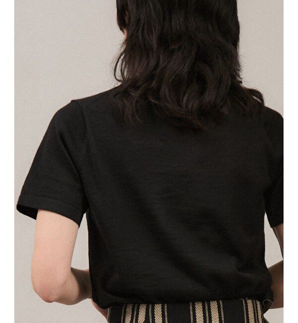 SALON adam et rope'「クロップドハーフスリーブリネンニット［ドライタッチ・洗える］」|Tシャツ・カットソー|