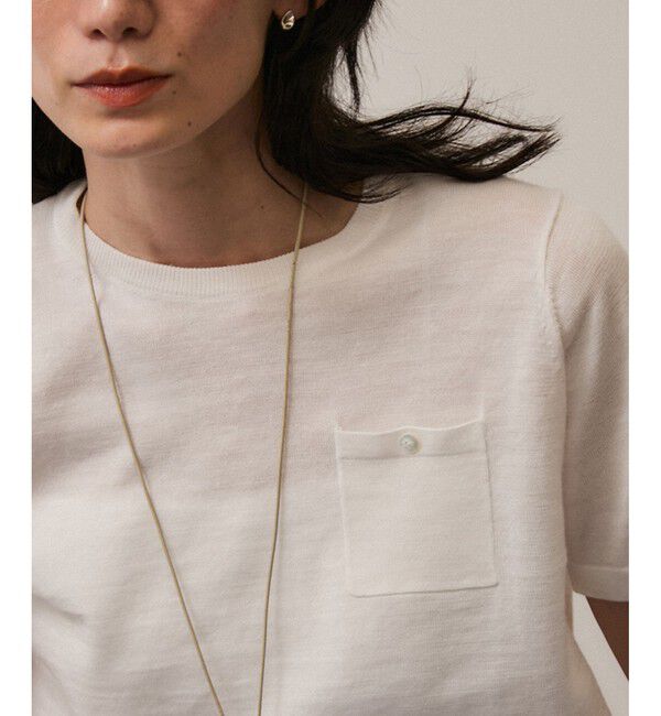 SALON adam et rope'「クロップドハーフスリーブリネンニット［ドライタッチ・洗える］」|Tシャツ・カットソー|