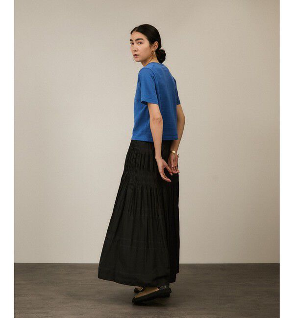 SALON adam et rope'「クロップドハーフスリーブリネンニット［ドライタッチ・洗える］」|Tシャツ・カットソー|